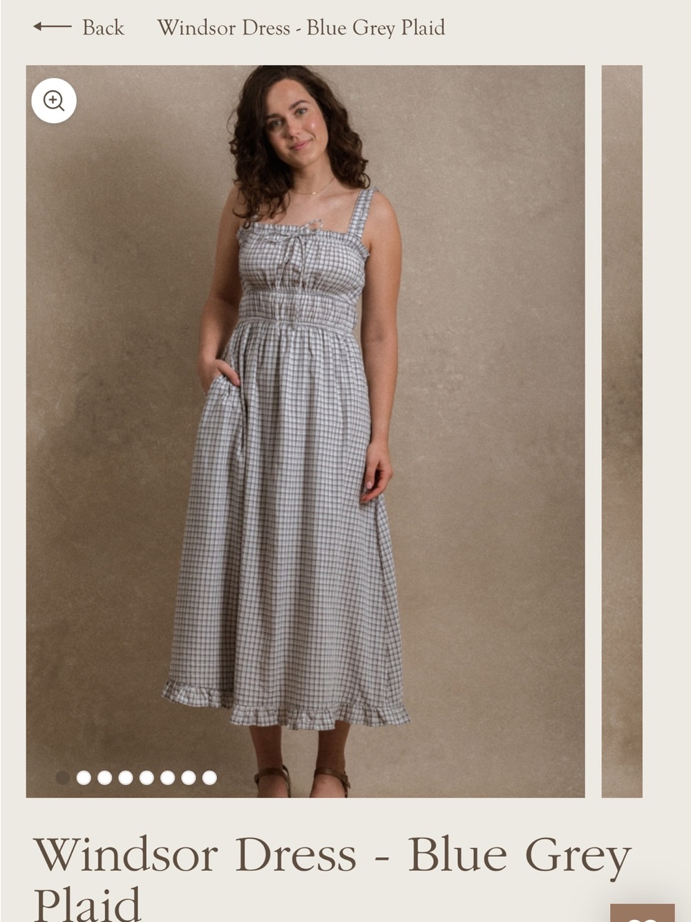 NWT! Windsor Maxi Dress — Blue-Grey Plaid